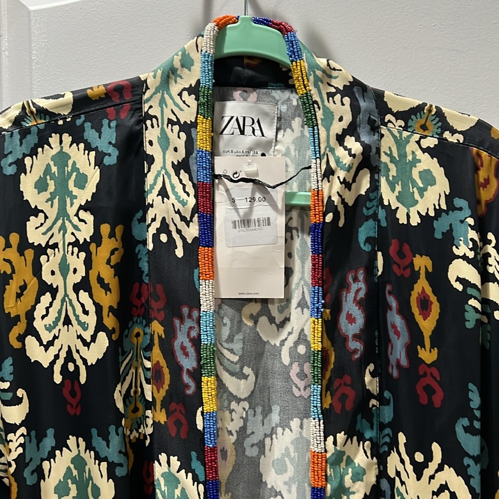 ZARA BEADED PRINTED KIMONO